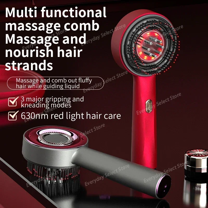 Electric Head Massage Comb Vibration Red Light Therapy Hair Growth Massage Scalp Brush Anti Hair Loss Liquid Oil Applicator