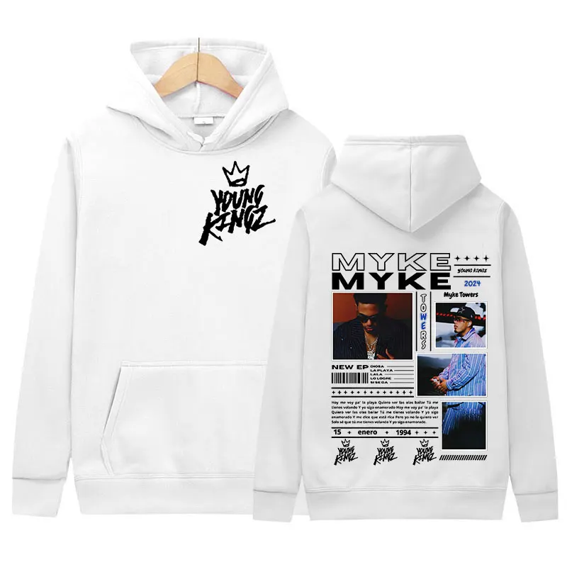 Rapper Myke Towers Album Print Pullover Hoodie Men Women Retro Fashion High Quality Sweatshirt Hip Hop Clothing Oversized Hooded