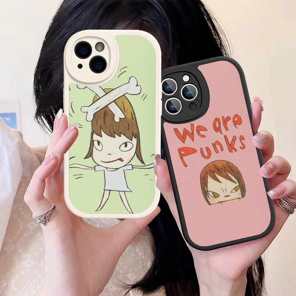 Art cartoon Yoshitomo Nara Phone Case Hard Leather For iPhone 14 13 12 Mini 11 14 Pro Max Xs X Xr 7 8 Plus Fundas