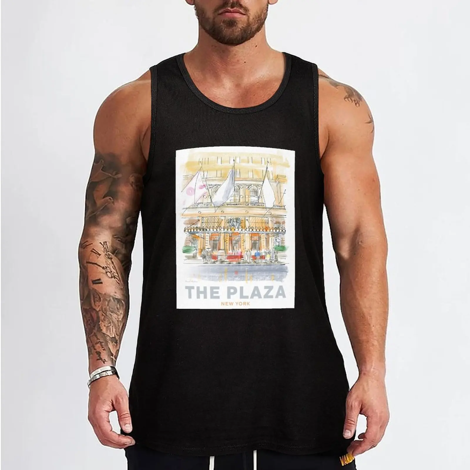 The Plaza Hotel New York Tank Top muscular man clothes for men summer Men's gym t-shirts muscle t-shirt