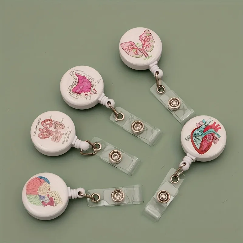 1 Piece Retractable Nurse Badge Reel Fashion Floral Human Organs Hospital Doctor ID Card Holder Keychains Lanyard