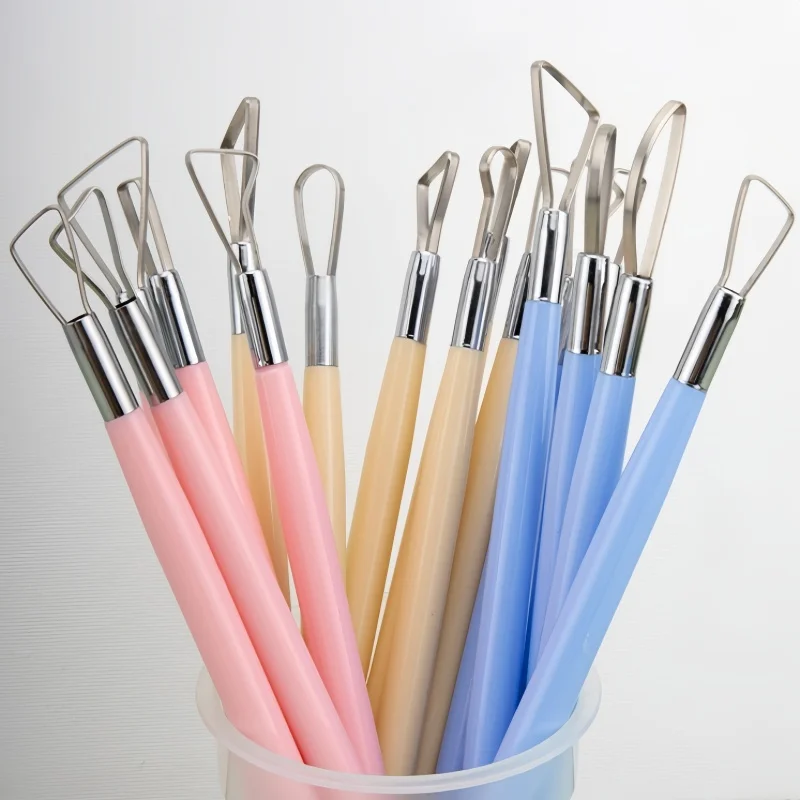6Pcs Double-Ended Flat Wire Pottery Knives, Clay Sculpting & Trimming Tools for DIY Ceramic, Oil Clay & Sculpture Modeling