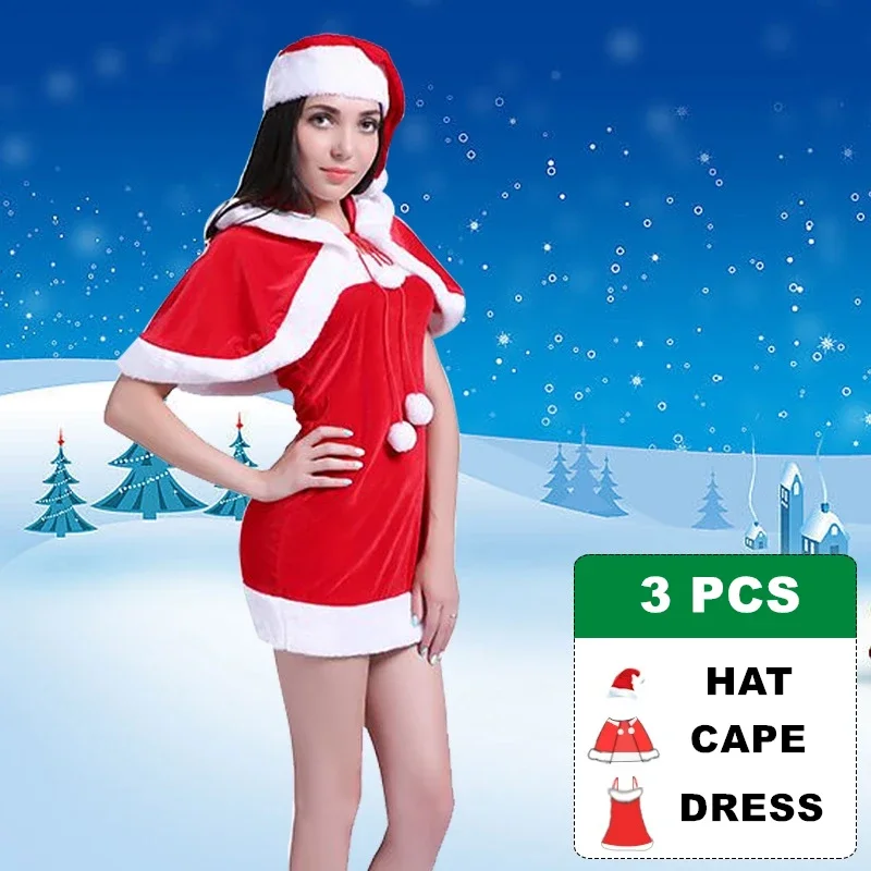 ZA01 Sweet Miss Santa kostium sukienka świąteczna Babydoll kobiety świąteczne ubrania typu Cosplay sylwestrowa sukienka na imprezę UpZa0 @
