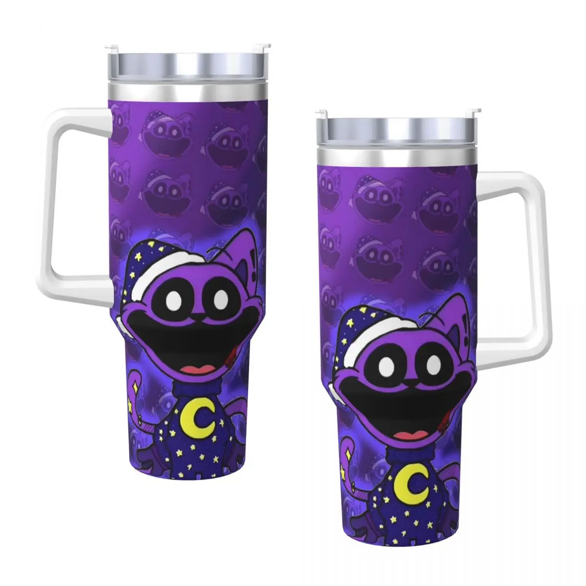 Stainless Steel Tumbler Smiling CatNap Dogday Mugs Cup With Straws Camping Cold and Hot Water Bottle Insulated Large Thermal Mug