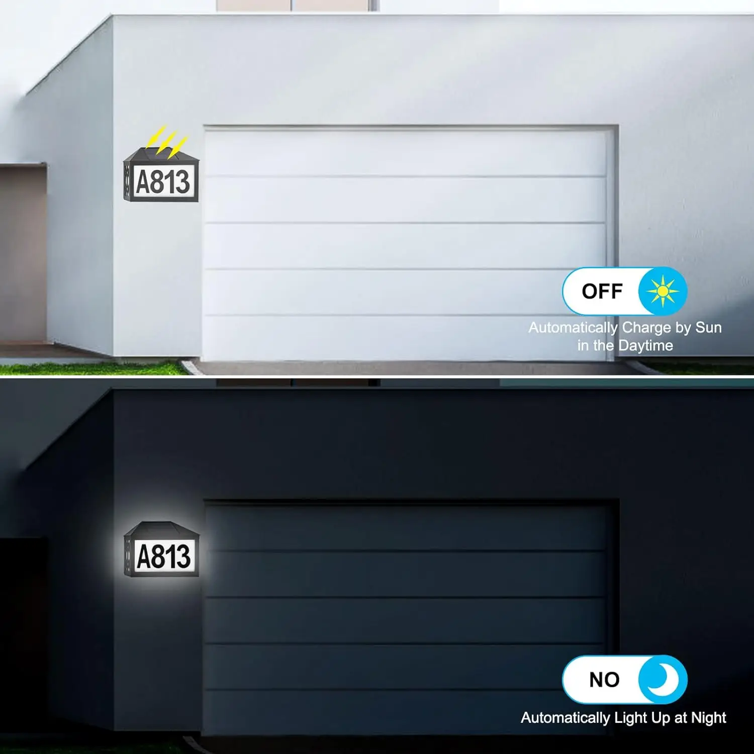 Solar Address Sign Light, Outdoor Waterproof RGB Color Changing Wall Lamp Remote Control & Light Sensor Digital LED House Number