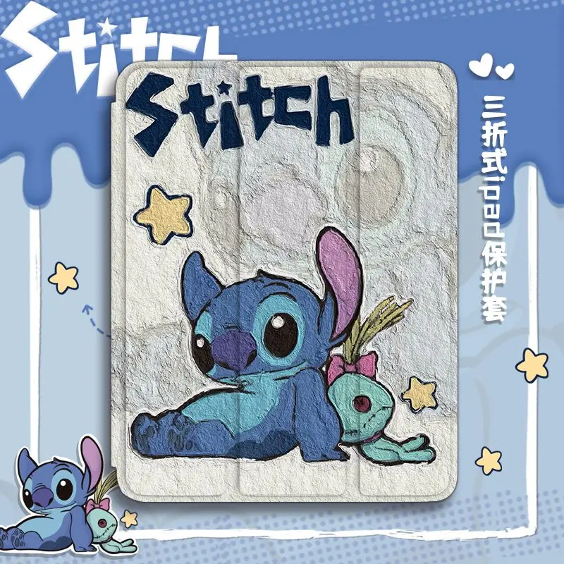 

Чехол для iPad Tri-fold со стежком 2025 для 10/9/Air 5/4/3, чехол с милым мультяшным рисунком 10,2 дюйма, противоударная подставка, защитный чехол