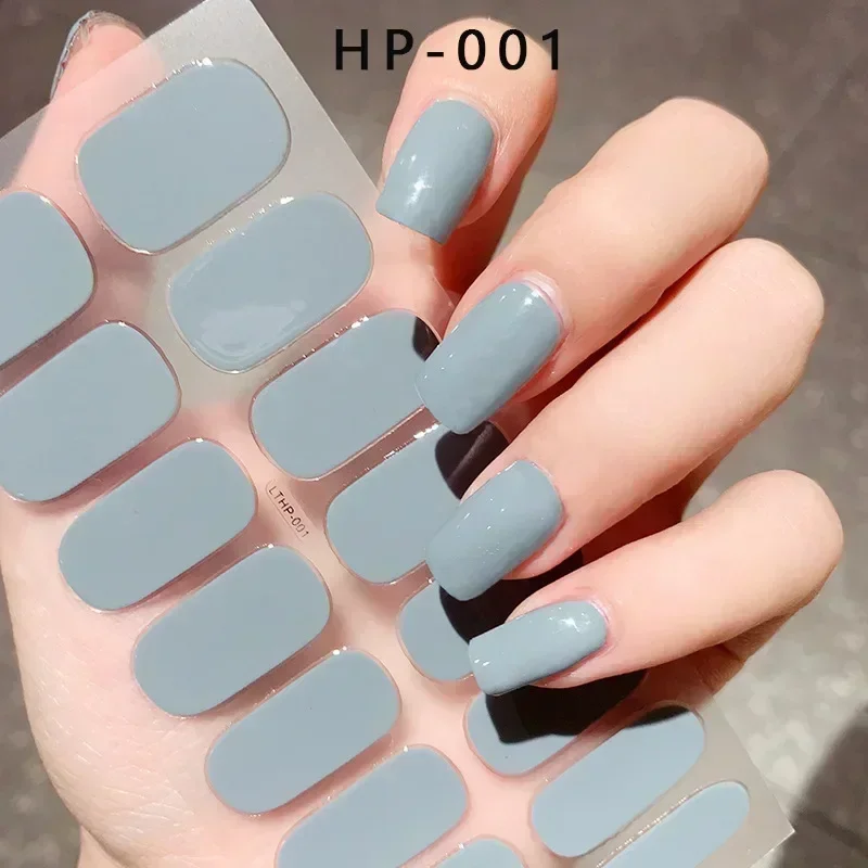 16 Tips Uv Semi-Uitgeharde Nagelstickers Zwart Wit Rood Eenvoudig Nagels Decoratie Nagellak Wraps Volledige Omslag Zelfklevende Nagels Stickers