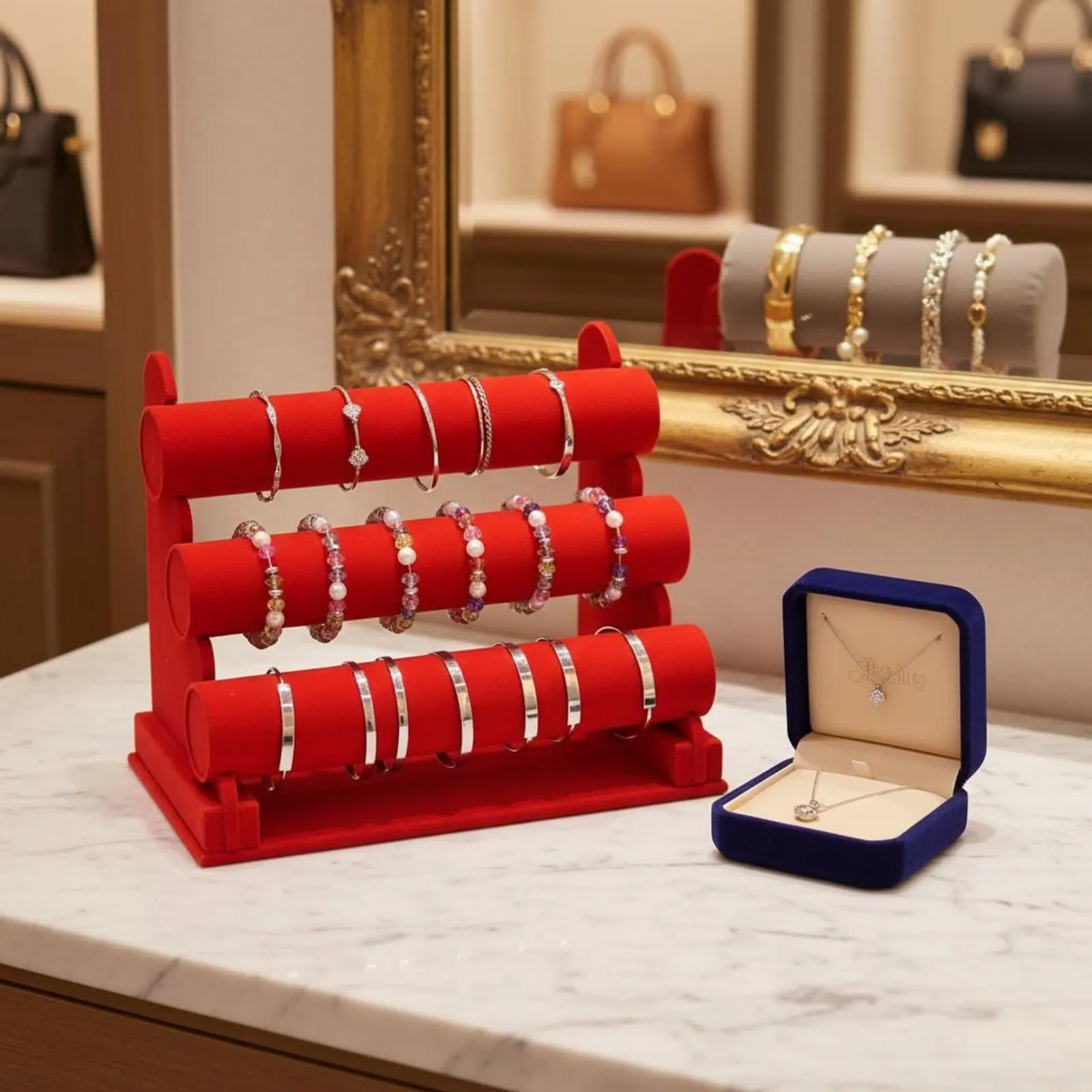 

3 Tier Bracelet Holder Detachable 3 Tier Bracelet Stand Tiered Jewelry Display Rack Large Capacity Plush Watch Holder