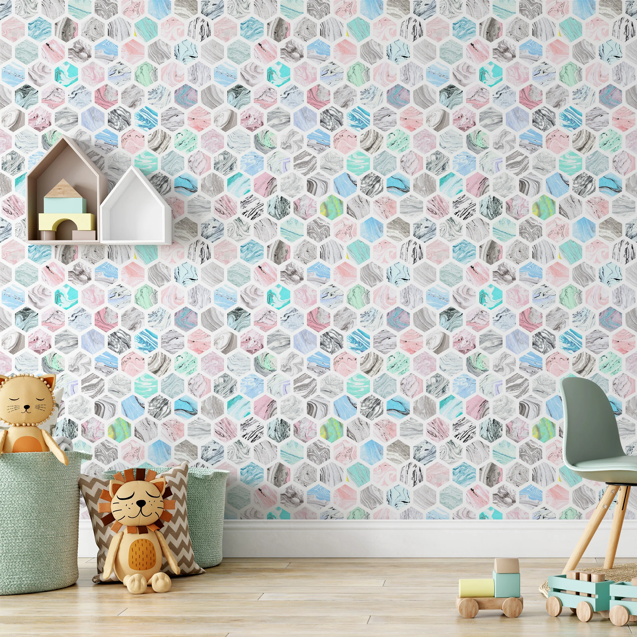 Colorful Hexagon Geometric Peel and Stick Wallpaper Boho Removable Contact Paper  Honeycomb Polygon Self Adhesive Wallpaper