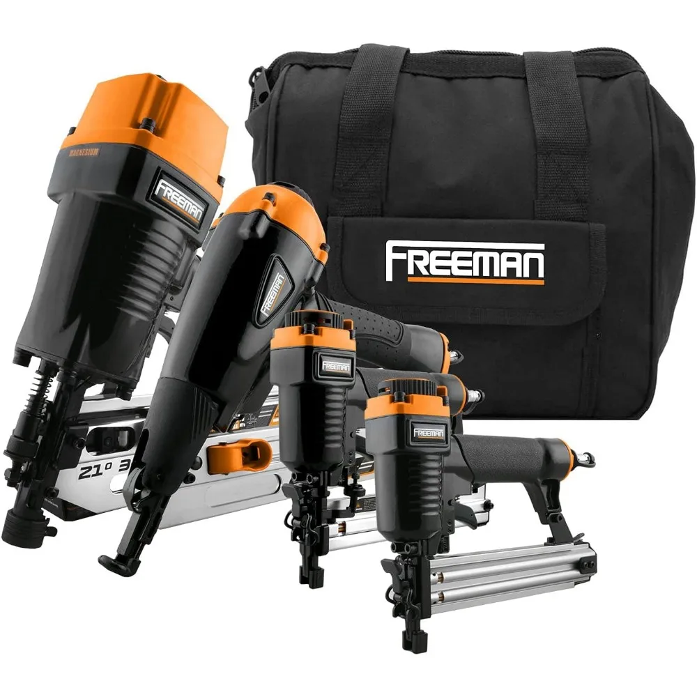 

P4FRFNCB Pneumatic Framing And Finishing Nailer And Stapler Kit With Bag (4-Piece)