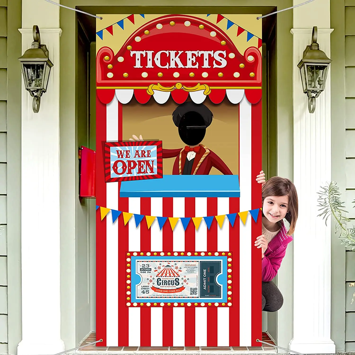 Party Decoration Carnival Circus Photo Banner Ticket Booth Backdrop Props Large Photo Door Banner For Birthday Game Supplies