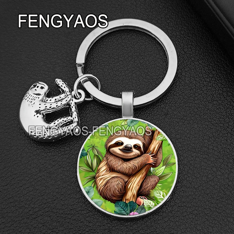 Cute Sloth Keychains for Door Climbing Tree Animal Keychain for Key Purse Bag Keyring Gift for Kids