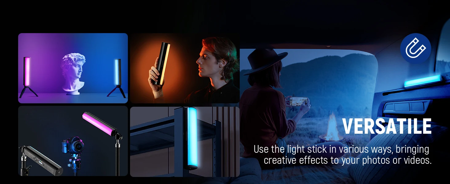 NEEWER RGB-Lichtstab mit APP-Steuerung, magnetischer Handheld-Fotografie-Video-Lichtstab, dimmbar, CRI95+, vollfarbige LED-Röhrenleiste – Detail 7