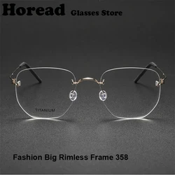 Denmark Brand Polygon Rimless Glasses Frame Men Women 358 Pure Titanium Ultralight Frameless Eyeglasses Prescription Eyewear