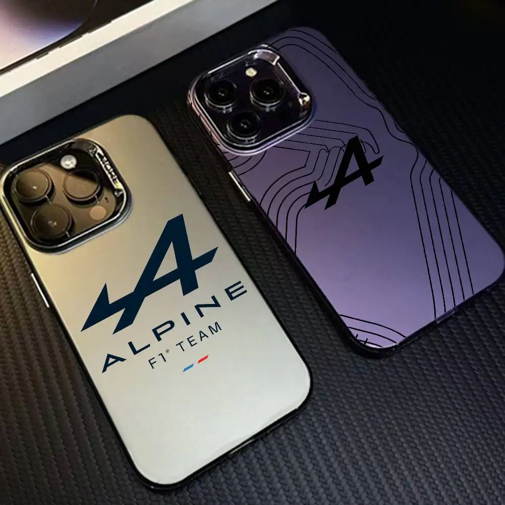 حافظة هاتف A- AlpineS لهاتف آيفون 16 برو ماكس 15 14 13 12 XS Plus 11 غطاء مقاوم للصدمات بتدرج ليزر غير لامع