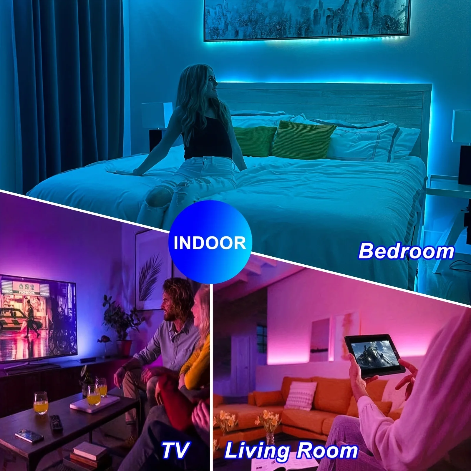 Tira de luces LED RGB de 45M, Control por aplicación, cambio de Color con 44 teclas, modo Remoto SMD3535 para decoración de habitación, retroiluminación de TV Bluetooth