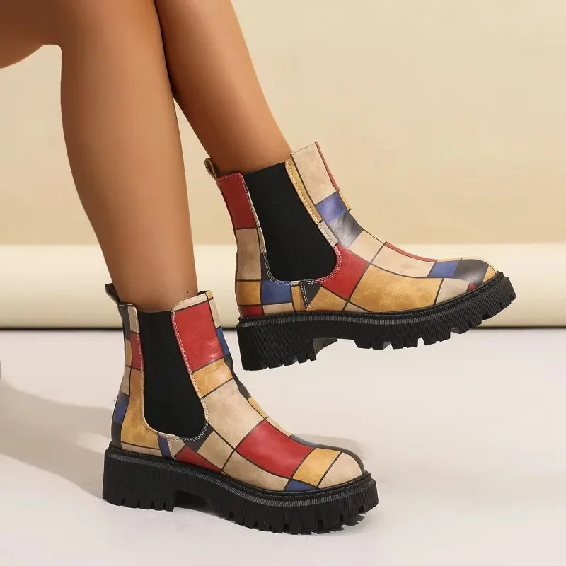 Women's Ankle Boots Explosive Temperament Thin Low-heeled American Network Red Ins Autumn Chelsea Boots Women's Leisure Fashion