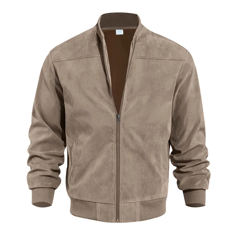 Amazon Suede Solid Color Zipper Jacket