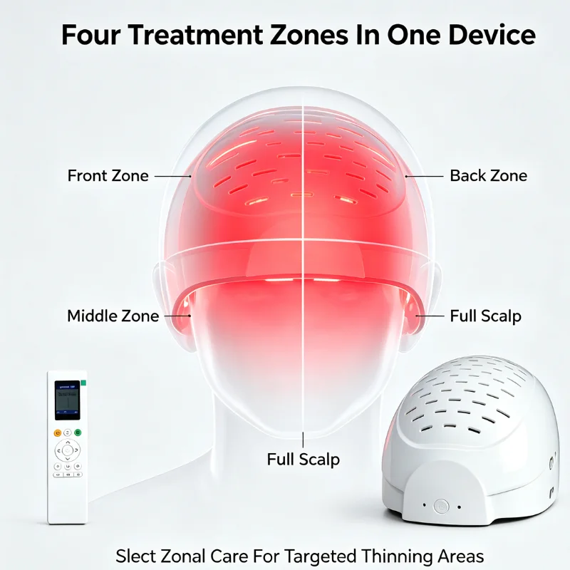 6750mW High Power LLLT Laser Hair Regrowth Cap 650nm Infrared Helmet Full Scalp Therapy Rechargeable for Androgenic Alopecia