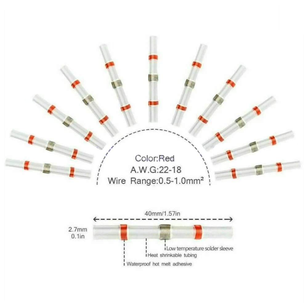 500 Stuks Waterdichte Krimpkous Terminals Soldeer Afdichting Mouw Draad Connectoren Voor Boot Voertuig Huis Of Wetenschappelijk Project