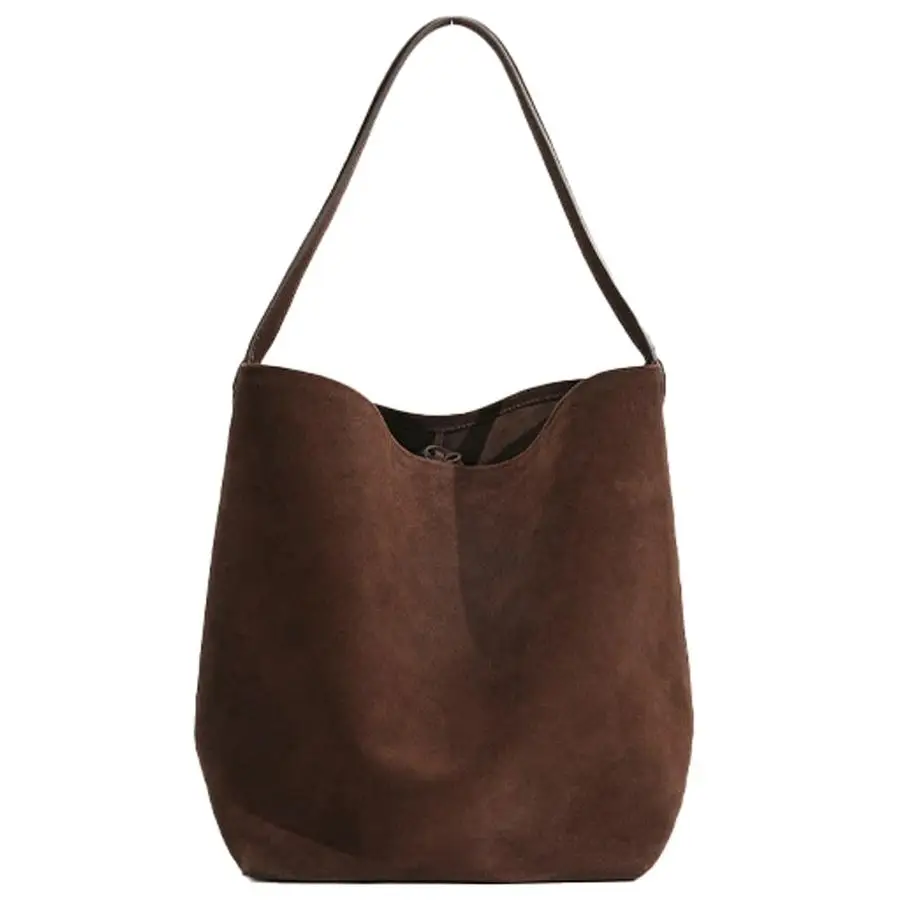 

Genuine Leather Bucket Shoulder Bags for Women Soft Suede Tote Purse Handbags Ladies Commuter Satchels