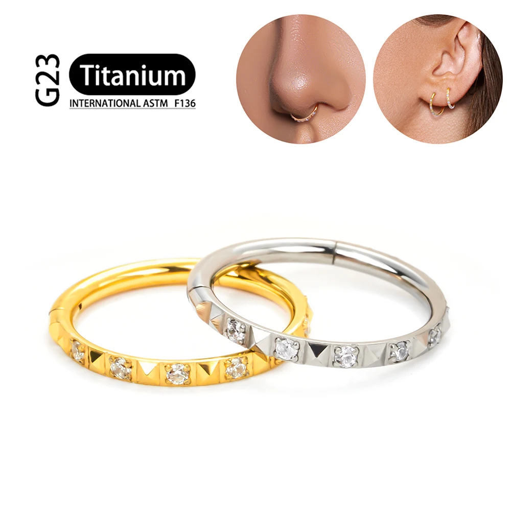 ASTM F 136 Titanium G23 Piercing naso anello orecchini cerchio rotondo trago cartilagine Helix Daith Lip Body Piercing gioielli per le donne