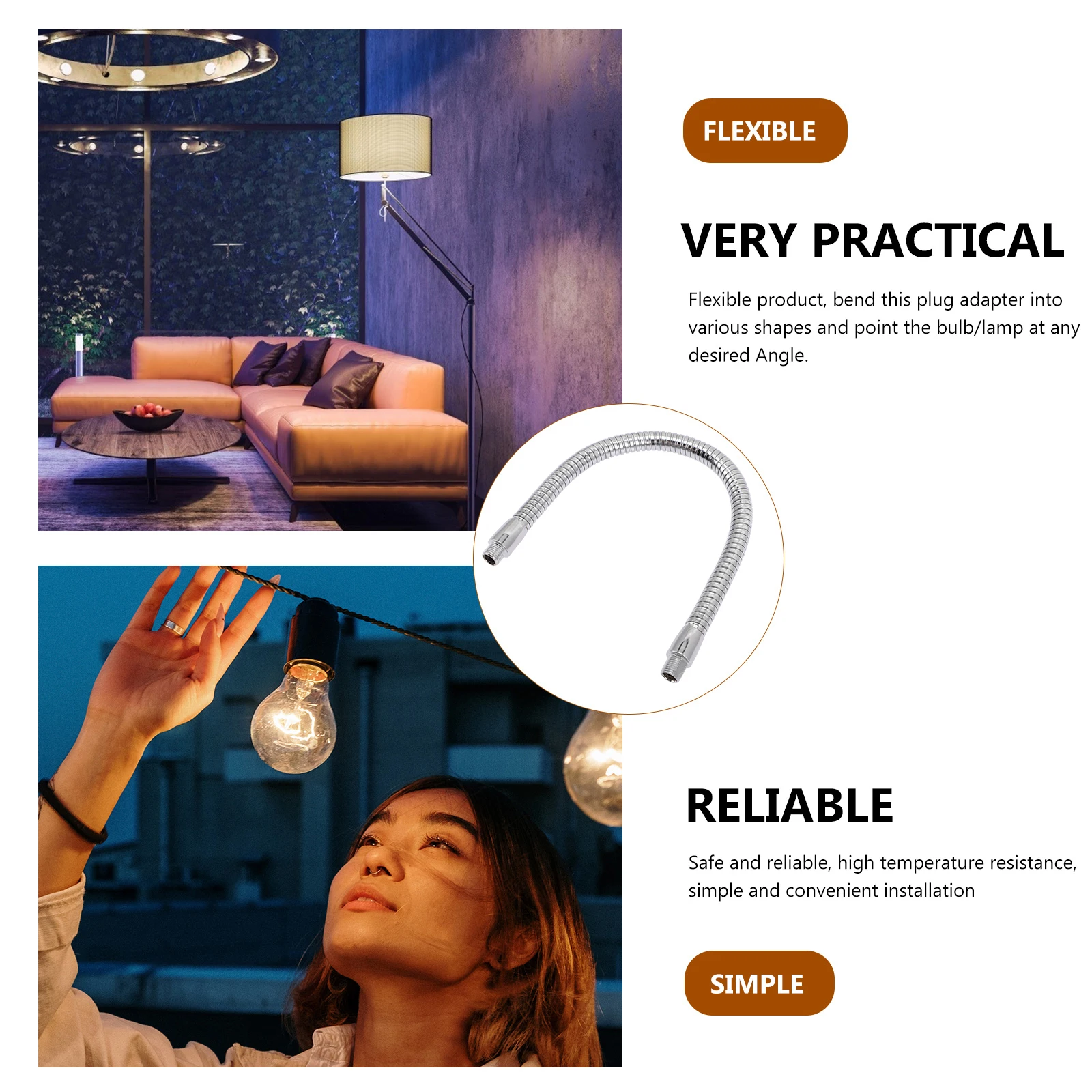 

2pcs LED Desk Lamp Hose Bracket Adjustable Gooseneck Tube Arm Flexible Metal Mount Spotlight Support Pole for LED Bulbs Lamps