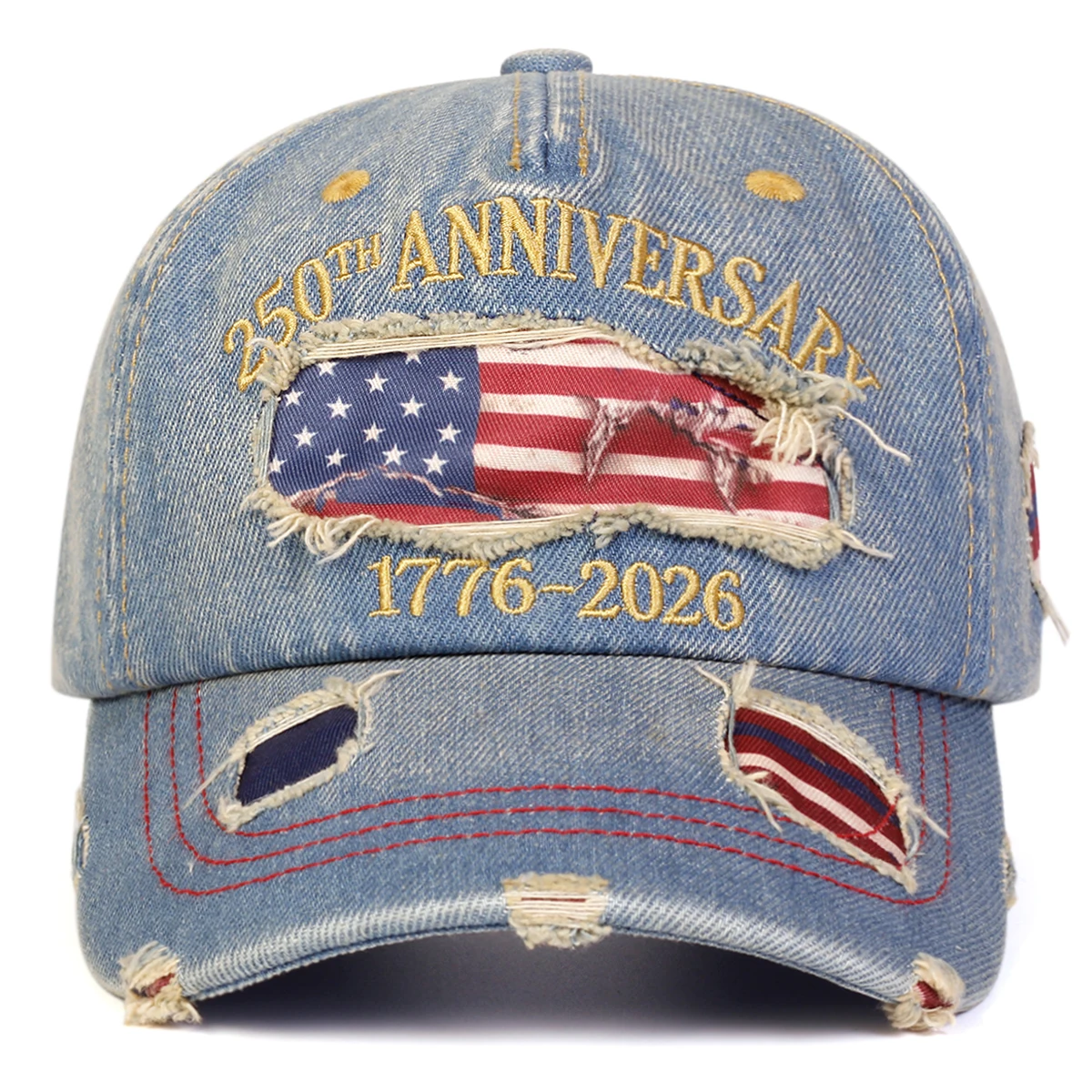 Unisex ANNIVERSARY 1776-2026 Baseballkappen mit Stickerei, Frühling und Herbst, für den Außenbereich, verstellbare Freizeithüte, Sonnenschutzhut, Sportkappe – Detail 5