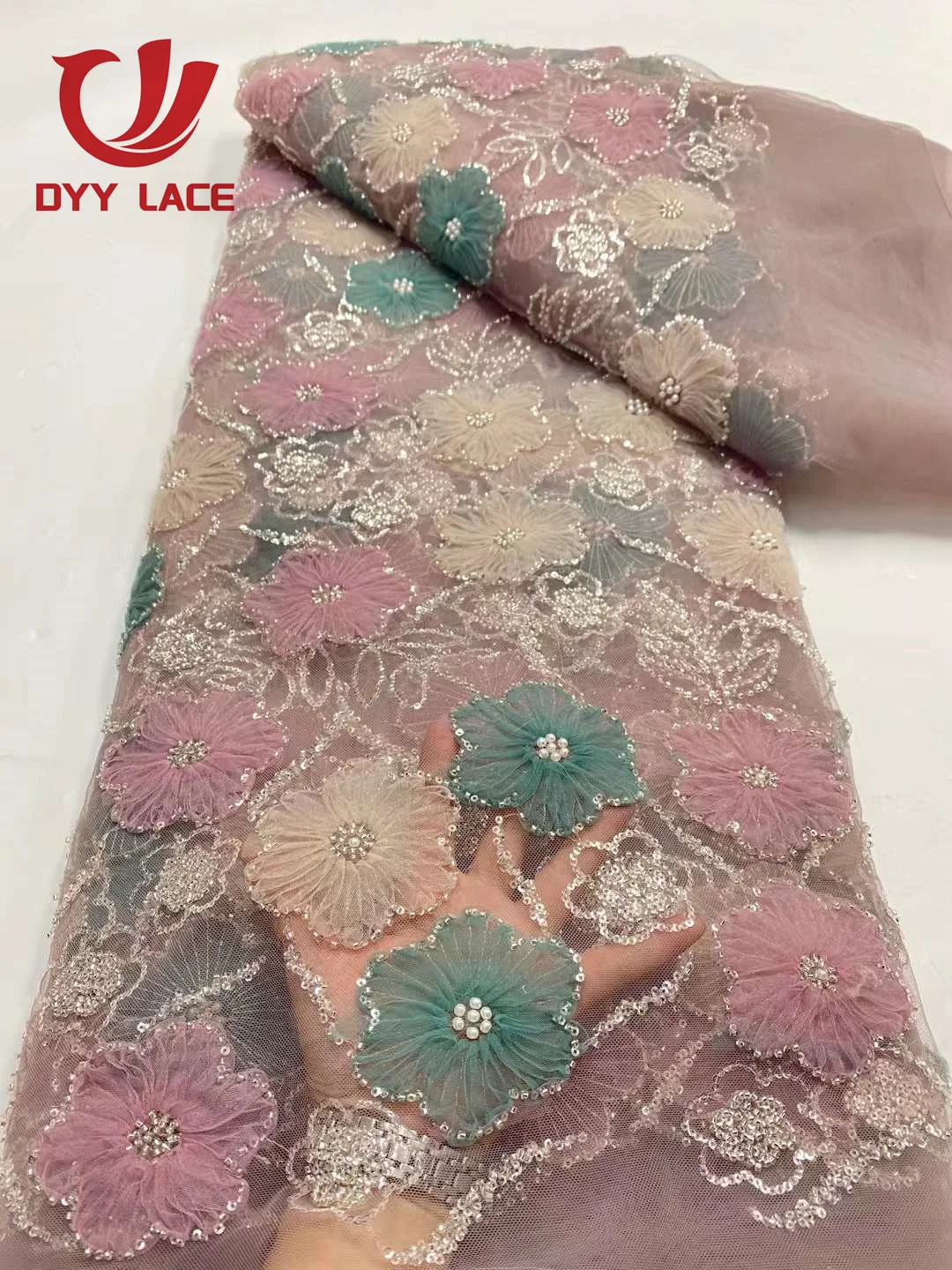 Luxury African 3D Flower Lace Fabric 2024 High Quality Groom Lace Material French Nigerian Lace Fabrics For Women Party Wedding