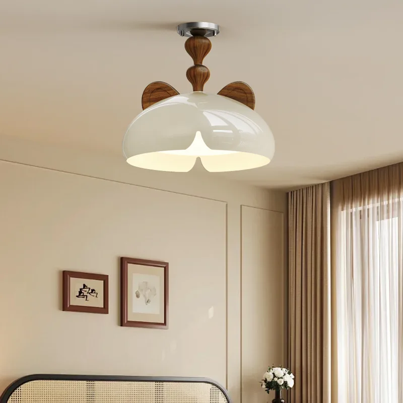 

French cream style ceiling lamp 2025 new master bedroom vintage style chandelier bear eye protection children's bedroom dimming