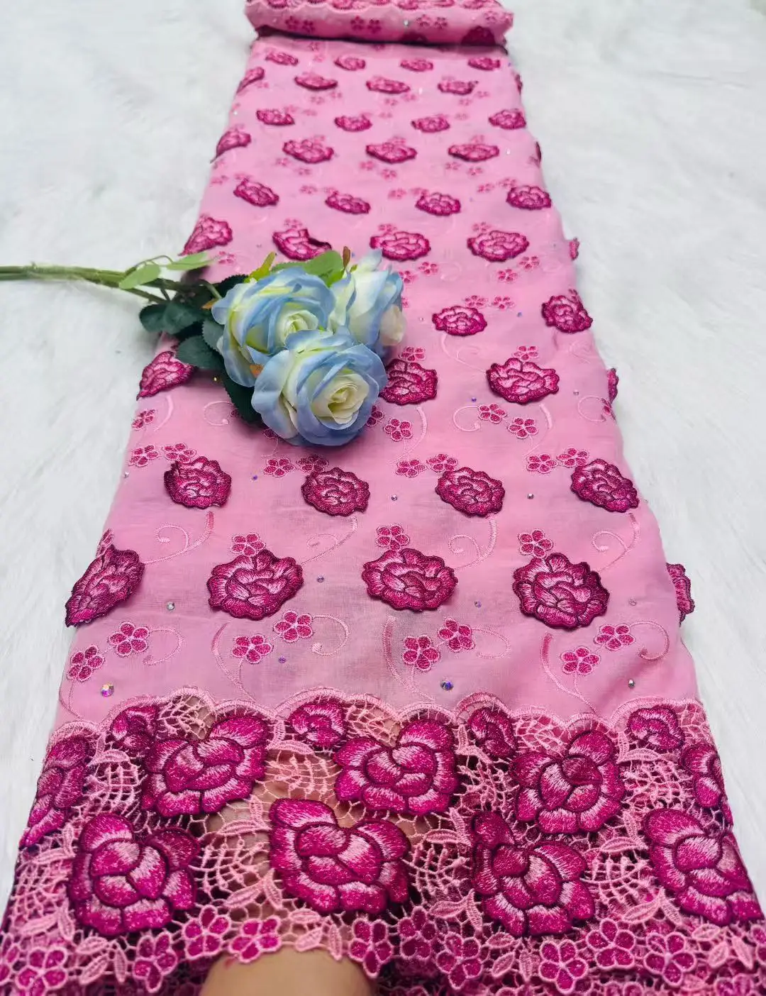 

Luxury African Soft Cotton Voile Swiss Lace High Quality Applique Flower Nigerian Wedding Dress Latest Fashion From Switzerlan