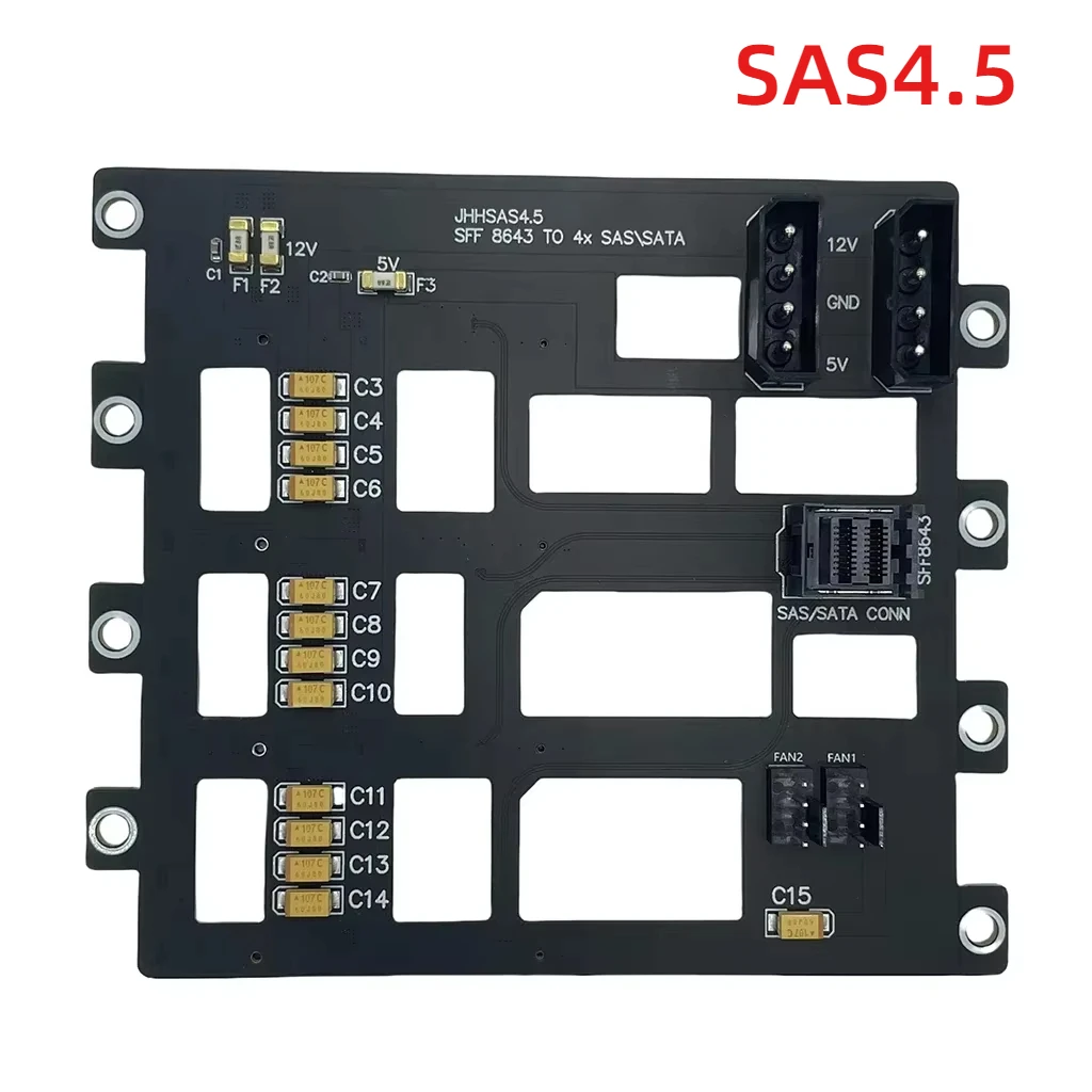 SAS\SATA Hard Disk Backplane for Nas Storage Server Expansion Board 6Gbps SFF8643 to 4-bay HDD SSD Adapter Large 4D Power Supply