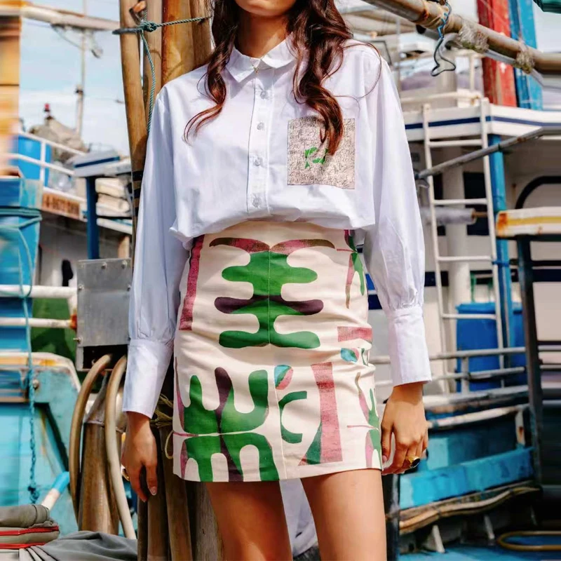 

Fashion Solid Color Long Sleeve Shirts Print Skirts Matching Sets Summer Simple Women's Commute Two Piece Sets Elegant Party Set