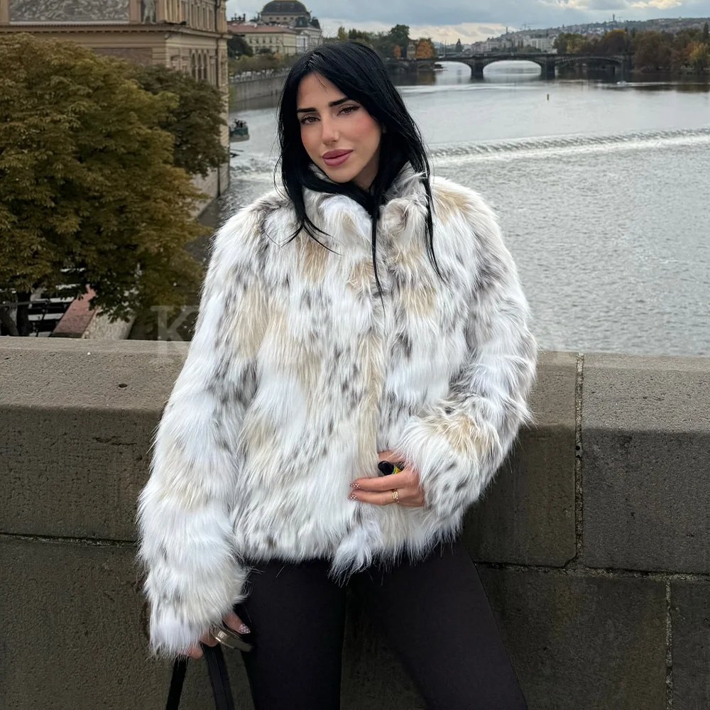 

KONDALA 2025 Fall Winter Faux Fur Streetwear Women Jackets Fashion Elegant Warm O Neck Straight Chic Ladies Coats