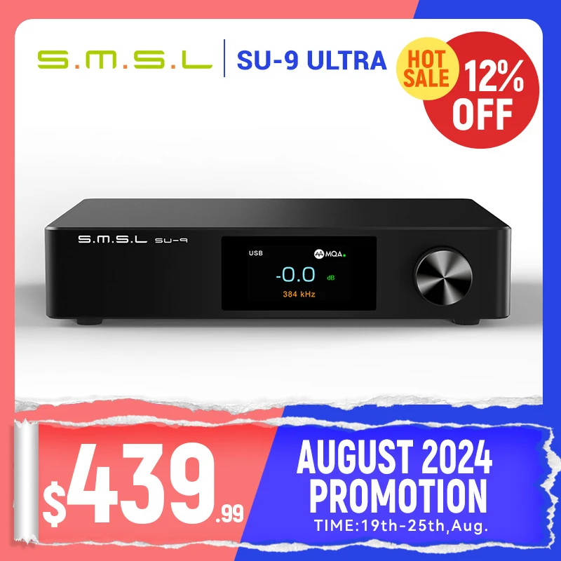 

SMSL SU-9 ultra MQA DAC AK4191+AK4499EX 768kHz/32Bit DSD512 LDAC Bluetooth 5.0 USB Balanced Decoder SU9U with Remote Control