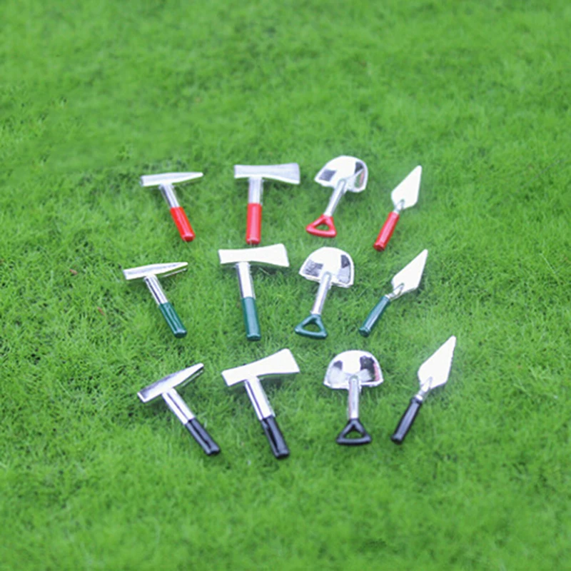 4pcs 1:12 Doll House Miniature Gardening Tools Set Doll House Outdoor Decoration Accessories Toy DIY Miniatura Metal Watering