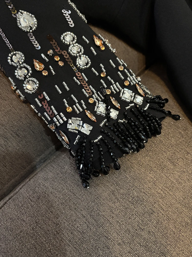 Ele Faion longue Dr lourd embelli diamant coupe ajustée robe de soirée trajet Sle taille moyenne t-shirt fibre d'acétate