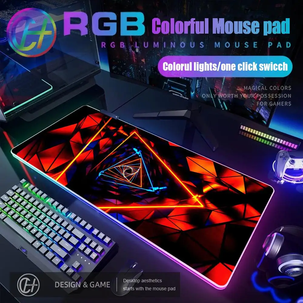 New 3D Geometry HYBXAXC Mouse Pad RGB Gaming Mouse Pad Desk Mat HD Gamer Large LED Light XXL