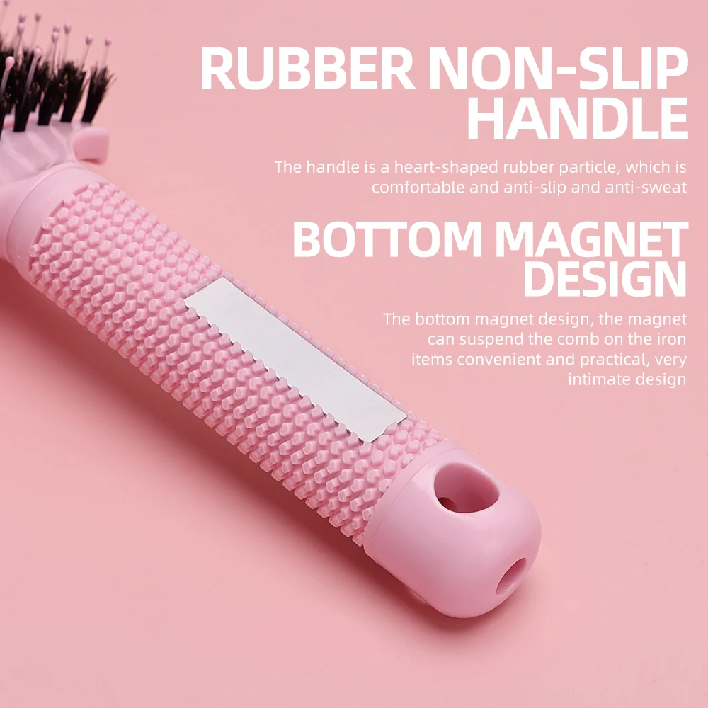Barber Hair Brush Scalp Massage Comb Women Nylon Pig Sideburns Wet Curly Hair Brush for Salon Hairdressing Styling Tools ﻿