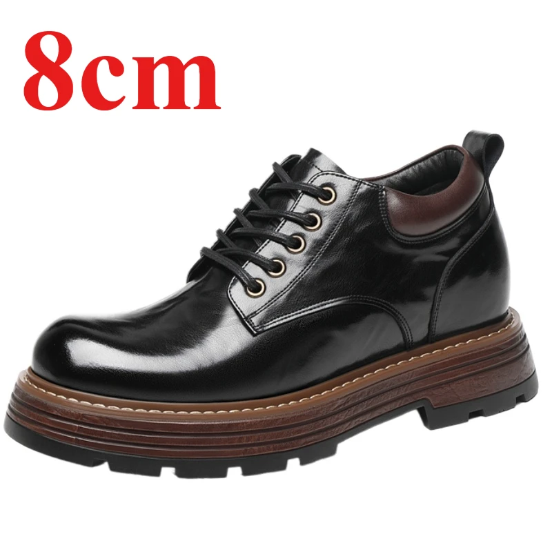 

Invisible Height-increasing Derby Shoes for Men's Increase 6-8cm Work Shoes Comfortable Breathable Thick Platform Elevated Shoes