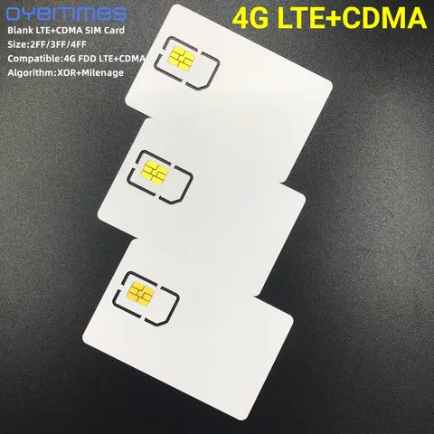 OYEITIMES 4G LTE + CDMA SIM 카드, 4G FDD LTE + CDMA SIM 카드, 프로그래밍 가능 LTE + CDMA SIM 카드, 미니, 마이크로 및 나노 블랭크 SIM 카드