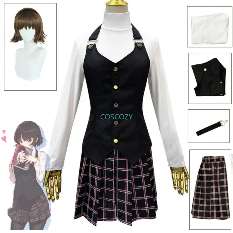 2025 nuevo disfraz de Persona 5 Queen Makoto Niijima, uniforme escolar para mujer, vestido de fiesta de Carnaval de Navidad, peluca