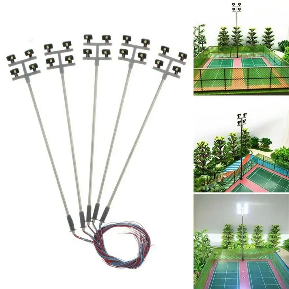 8Pcs Model Railway 1:87 HO OO Scale Plaza Lamps LED Street Light Stadium Lights Train Garden Playground Stadium Overhead Lights