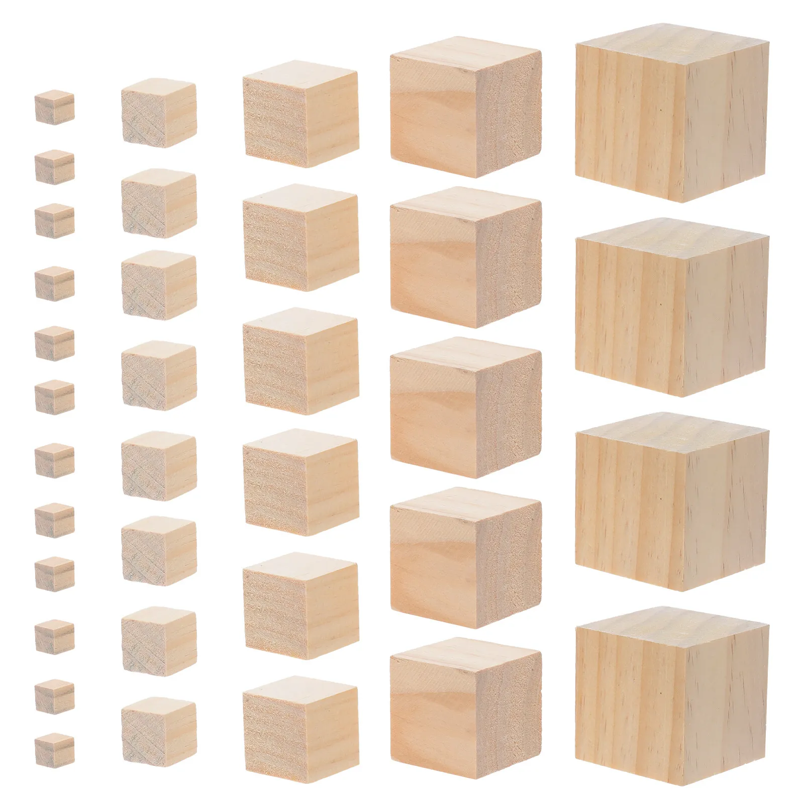 80 blocchi di legno per bambini, giocattoli da costruzione: cubi di pino naturale non finiti da 1/2/3/4/5 cm, blocchi quadrati fai da te per la scuola