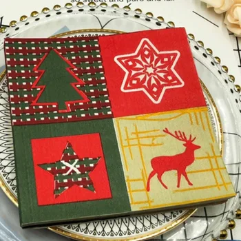 Anpassbare Weihnachts-Cartoon-Modelle, bunt bedruckte Servietten, Weihnachtsfest, Party, Papierservietten, Mundtuch-Servietten, 2-lagig