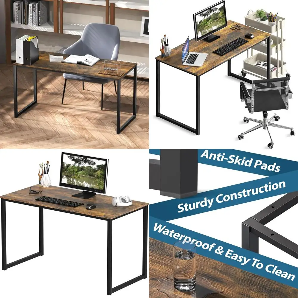 

Rustic Brown 40 Home Office Desk, Large Workstation