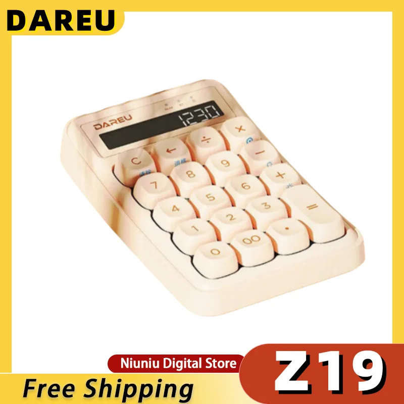 

DAREU Small Sugar Cube Z19 Digital Mechanical Keyboard Calculator Two-In-One With Display Wired Bluetooth Dual-Mode Retro