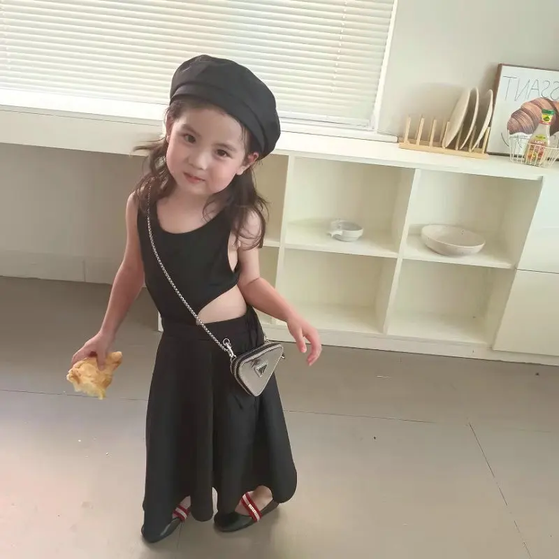Girls Dress 2026 Spring Summer New Korean Edition Fake Two Piece Personalized Fashion Dress Temperament Daily Wear