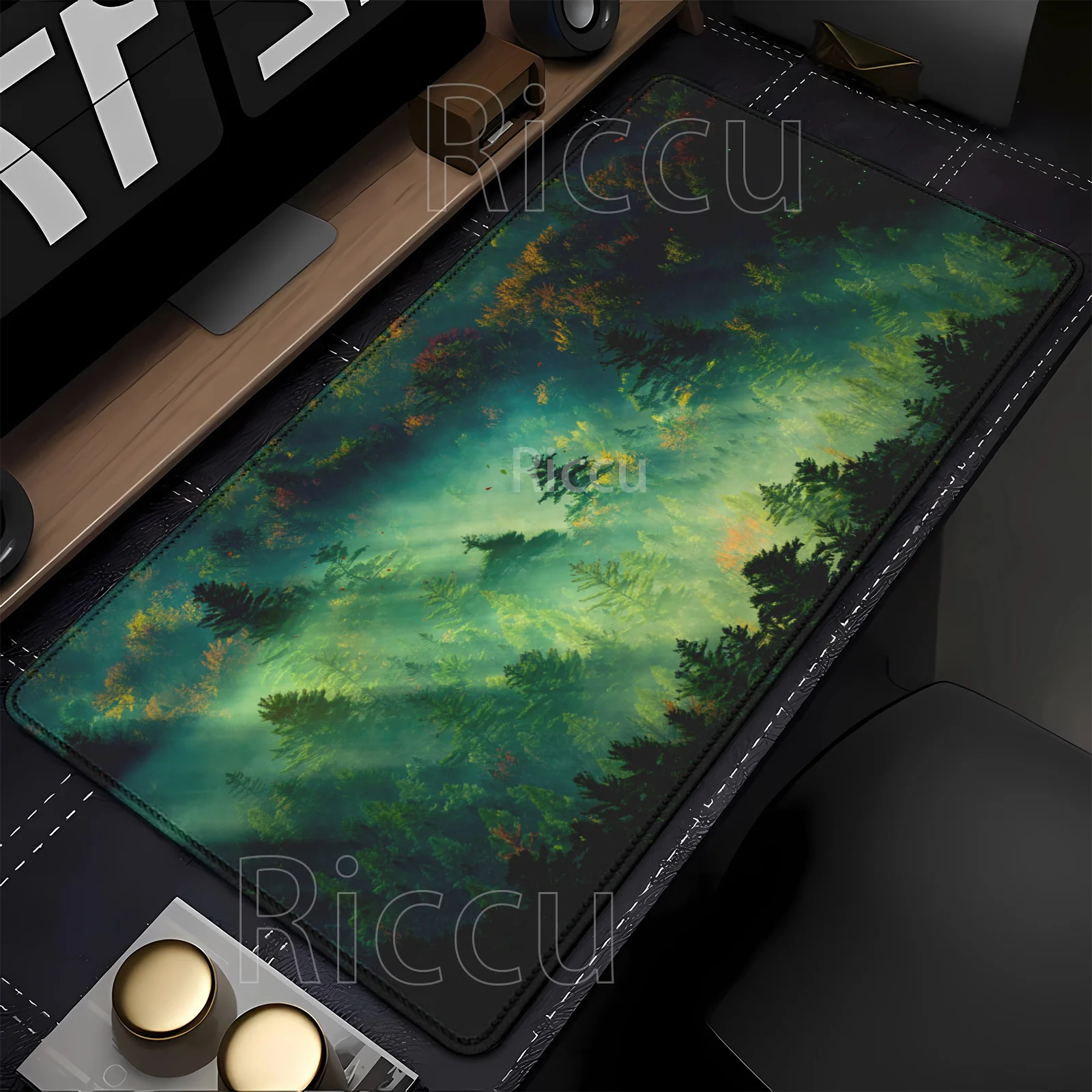 

Коврик для мыши Forest Sunrise, геймерский, офисный, художественный, для игровой клавиатуры, 900x400 мм, с HD-печатью, нескользящий, с оверлоком, настольный коврик