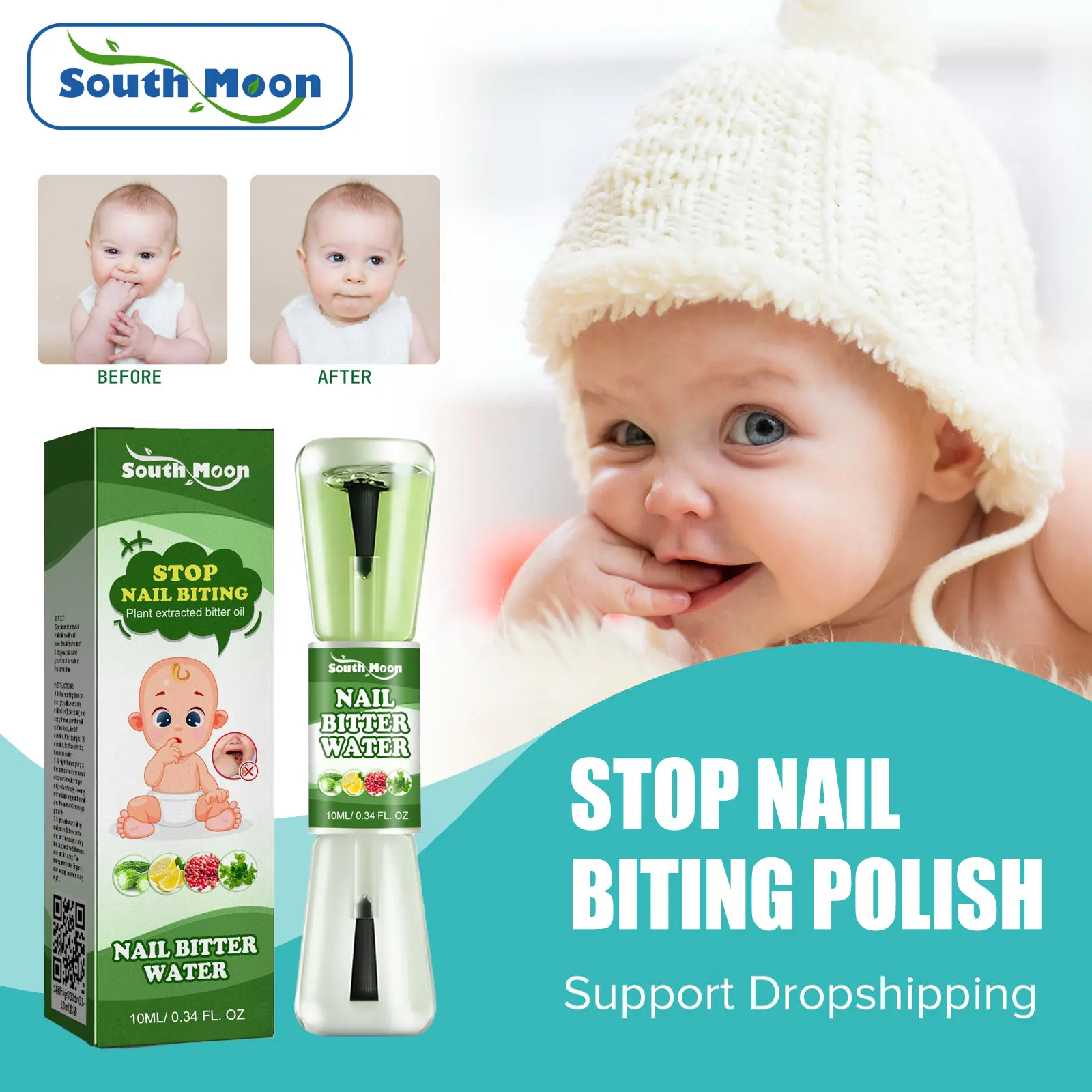 

South Moon Stop Eating Nails Polish Improve Sucking Thumb Anti-Biting Fingernail Safety Nutrition Oil Children Baby Nail Care